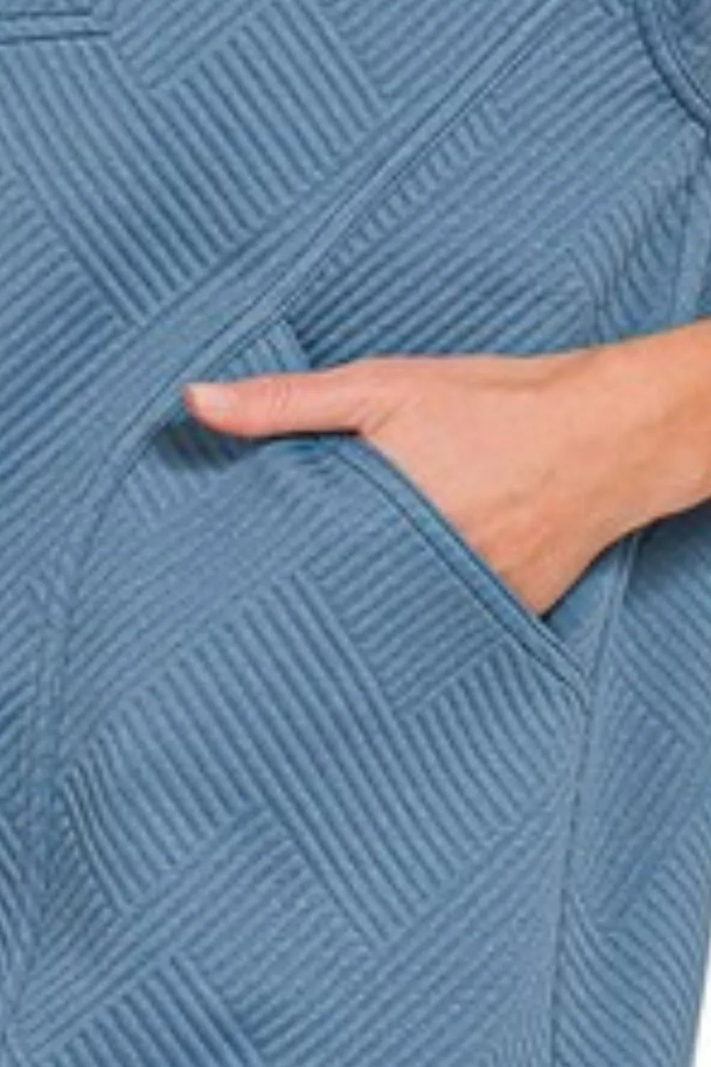 Zenana Mini Dress Textured Knit Jacquard Dusty Blue Quarter Zipper Oversized 95fc4dcc-2495-4cdd-bb3a-0551c263b91b-Max-Origin Trendsi