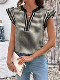 Striped Blouse with Ruffle Sleeves