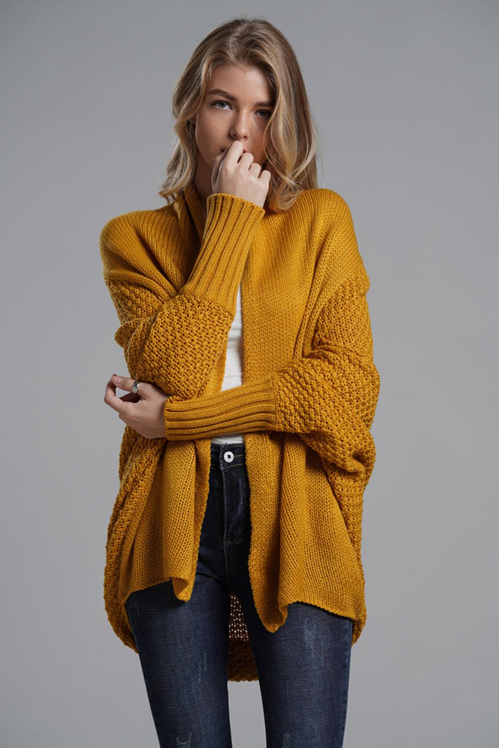 Knit Cardigan Oversized Batwing Long Sleeve Open for Women