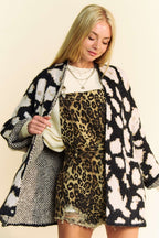 Davi & Dani Cardigan Leopard Glitter Open Front Long Sleeve Pocketed 96252d02-23b2-43c4-b18d-ddb31c895dff-Max Trendsi