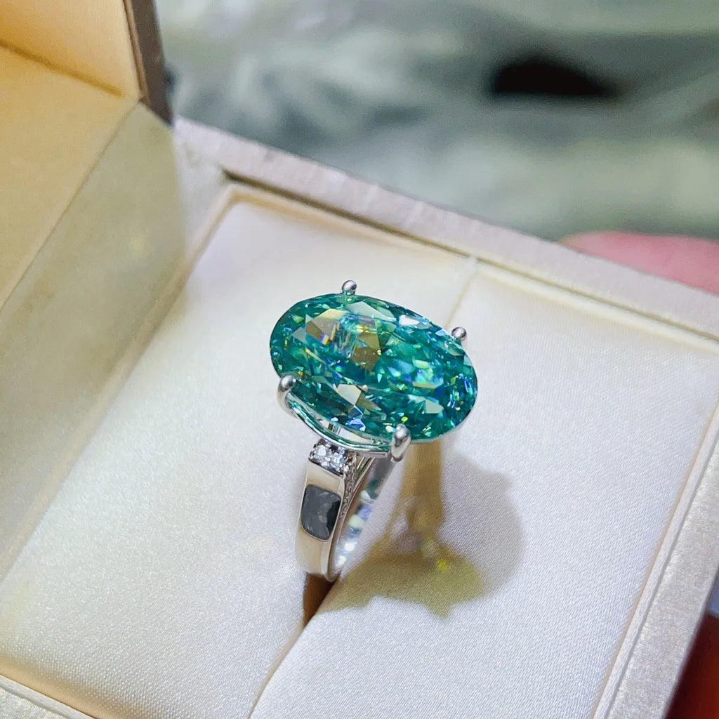 Silver Ring 5 Carat Moissanite Turquoise Oval Stone 925 Sterling Platinum-plated 96436c7d-8068-4515-960a-31767e87b699-Max-Origin Trendsi