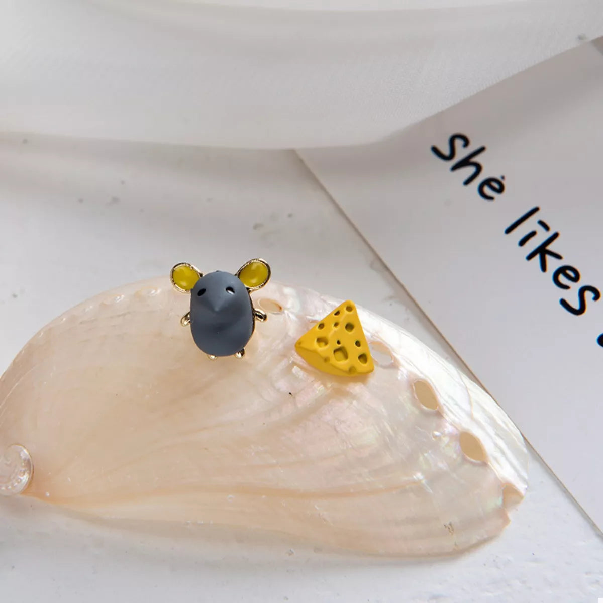 Stud Earrings Mouse & Cheese Cute Small Asymmetrical 18K Gold-Plated Jewelry 964eb489-3fb9-4b00-84da-2e64968fb374-Max-Origin Trendsi