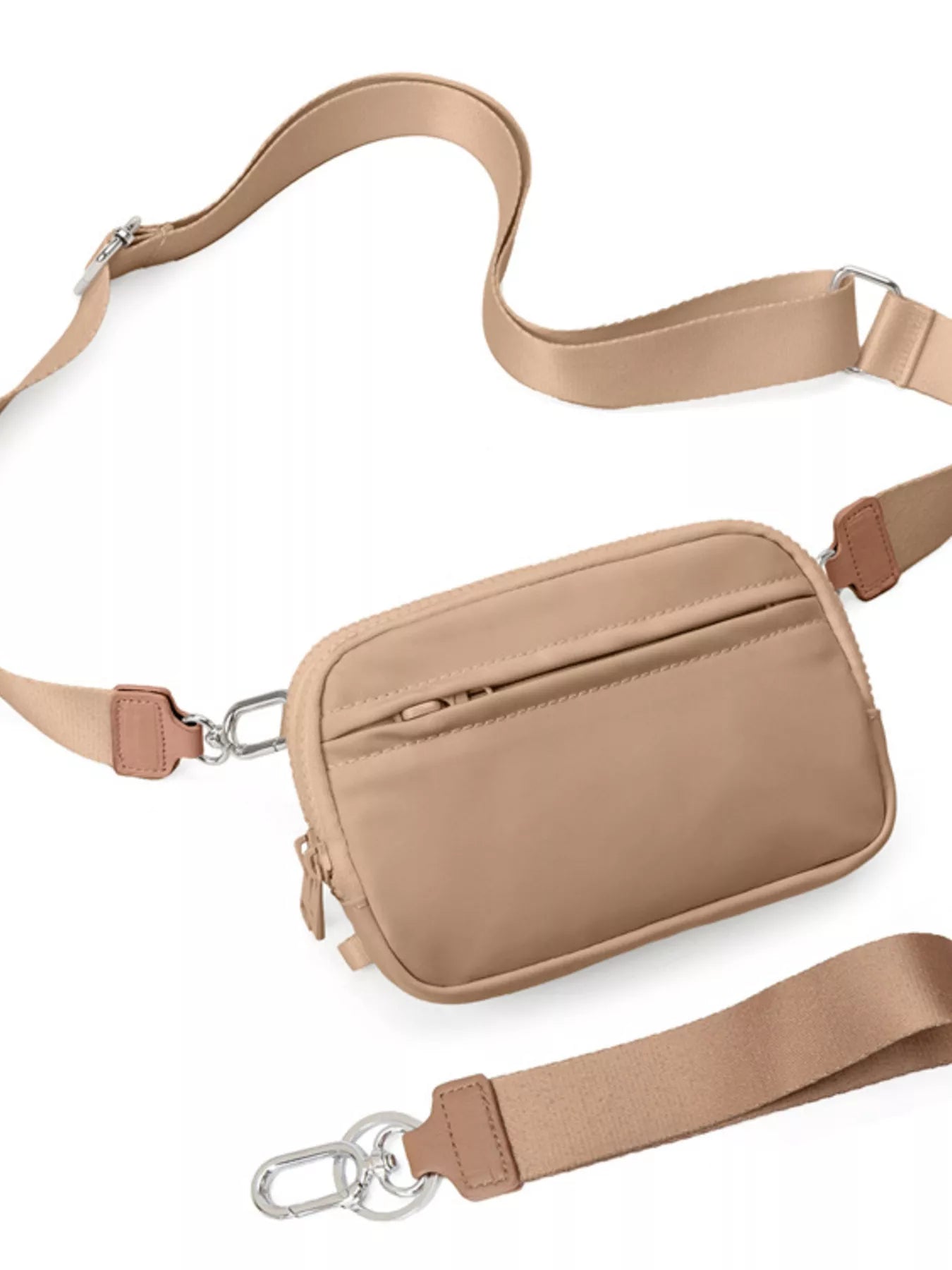 Women's Sling Bag Oxford Fabric Adjustable Strap Mini Zip Purse Khaki One Size 965020e127114de2a2811ce22d89a783-Max-Origin Trendsi