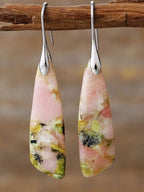 Geometric Dangle Earrings 14K Gold-Plated Colorful Natural Stone Pink Yellow Silver One Size 9658808b-20d7-44c6-9a3c-9a00bd9cb930-Min Trendsi