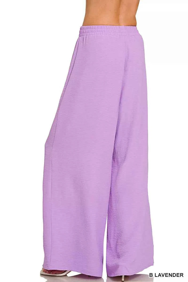 Zenana Woven Airflow Twisted Top & Wide Leg Pants Set