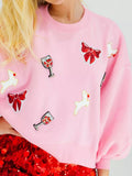 Halloween Women's Sweatshirt Sequin Round Neck Long Sleeve Pullover Pink 9685db59-eb14-479c-aca1-d9526a79abb9-Max-Origin Trendsi