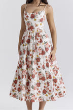 Floral Midi Dress Spaghetti Strap Ruched Zipper High Waisted 96a4ef44-4af4-4b94-8814-ad9cc641dea4-Max-Origin Trendsi