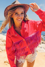 BiBi Jacket Rhinestone Fringe with Studed Collar Tasseled Fuchsia Pink 96b88c90ad5748d7bd9471a08dcd20d5-Max-Origin Trendsi