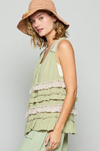 POL Cardigan Sage Multicolor Floral Ruffled Open Front Sleeveless Top 96bfec50-185d-43b8-bc42-2828285e41b8-Min Trendsi