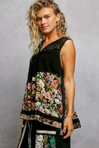 POL Tank Top Black Floral V-Neck Lace Detail Ruffle Sleeveless Blouse 96d050b5-0303-483b-8970-fe360a94ffac-Max-Origin Trendsi