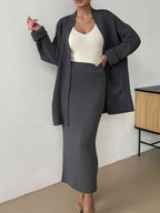 Outfit Set Women Knit Cardigan and Skirt Acrylic 2 Pcs Pocketed Long Sleeve 96ed888f-1c54-4f33-b95c-0659deefdd7f-Max Trendsi