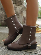 Mid Heels Women's Boots Buckle Block Stylish and Comfortable Footwear Shoes 9707f50b-85b5-4c35-bf9b-a7373b9e8f22-Max-Origin Trendsi