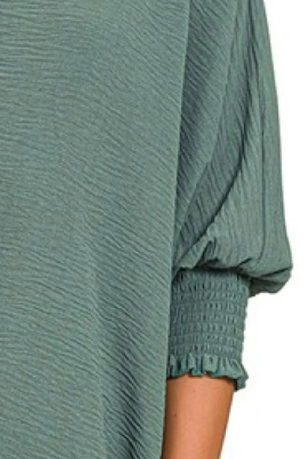 Zenana Top Collared Ash Jade Airflow with Smocked Sleeve Band Blouse 97119842-fc14-4348-a93b-2c57973e0083-Max-Origin Trendsi