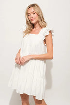 And The Why Tiered Dress Off White Origami Pleating Ruffled Short Sleeve 9726c3b1c0074f05818acb6530b413da-Max-Origin Trendsi