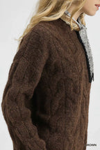 Umgee Women's Sweater Brown Cable Knit Cozy Pullover 97380c15-3ce6-44bf-bb3d-036a028af7d0-Max-Origin Trendsi