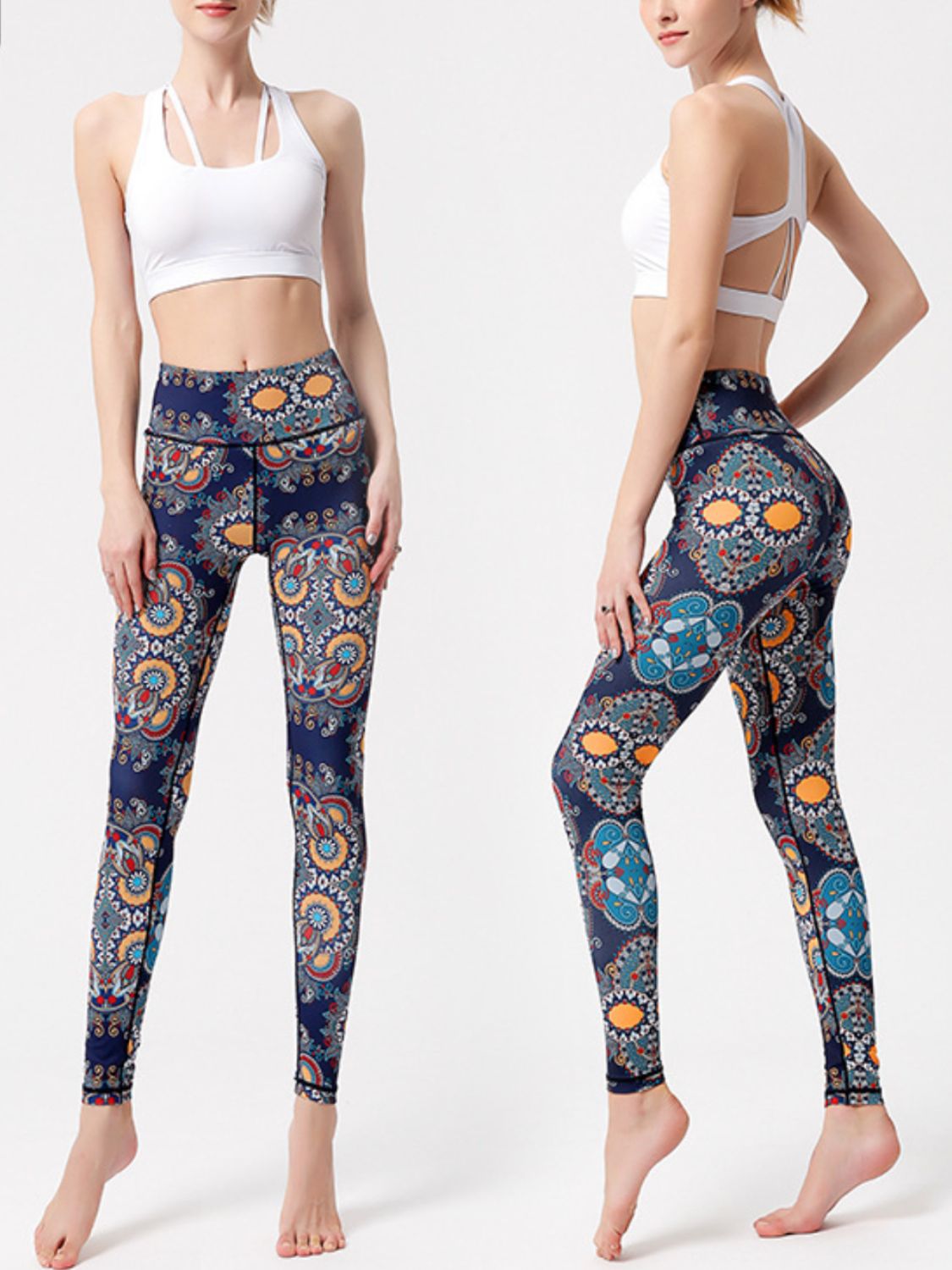 Active Leggings Floral Colorful Printed High Waist Highly stretchy 975fb50e-0a98-4653-a5a1-3959a06ad53d-Max Trendsi