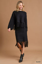 Umgee Womens Crochet Knit Crop Top Black with Frey Hem Fringe 9765417a-7e99-43f0-874e-9d0f2a523a0a-Max-Origin Trendsi