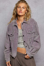 POL Womens Jacket Lilac Corduroy Trucker Buttoned Ribbed Long Sleeve 978a36ba-763a-4b8e-a4f8-6c75332bf8c6-Max-Origin Trendsi
