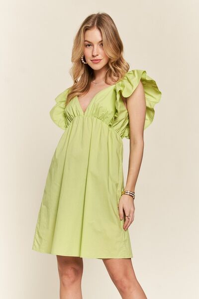 ADORA Babydoll Dress Lime Smocked Back Ruffled Cotton Cap Short Sleeve 97a4b4a6-b60e-4cc7-997b-b9e1e88f4b9b-Min Trendsi