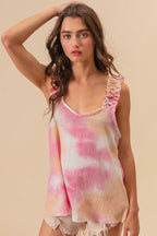 BiBi Tie Dye Top Printed Textured Woven with Ruffled Wide Straps 97b2685e04ae4ddaa5d9073788677fdd-Max-Origin Trendsi
