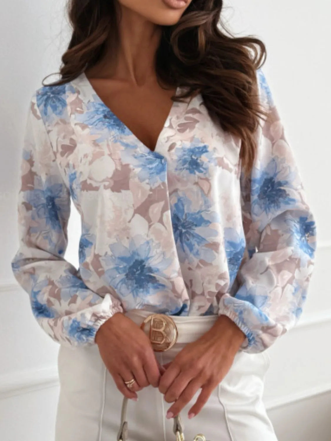Floral Blouse V-Neck Long Sleeve Women Elegant Top 97bbe5f0-715c-41ba-ba97-389df39a02dd-Max-Origin Trendsi