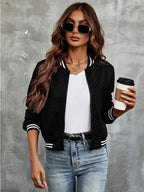 Textured Jacket Zip Up Long Sleeve Outwear 97c9f452-adae-47a3-8faa-2135ac1b7c75-Max Trendsi
