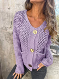 Women's Cardigan Crochet Knit Button Up Long Sleeve Purple 97ccabadf24241aea14215f29e6ae240-Max-Origin Trendsi