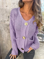 Women's Cardigan Crochet Knit Button Up Long Sleeve Purple 97ccabadf24241aea14215f29e6ae240-Max-Origin Trendsi