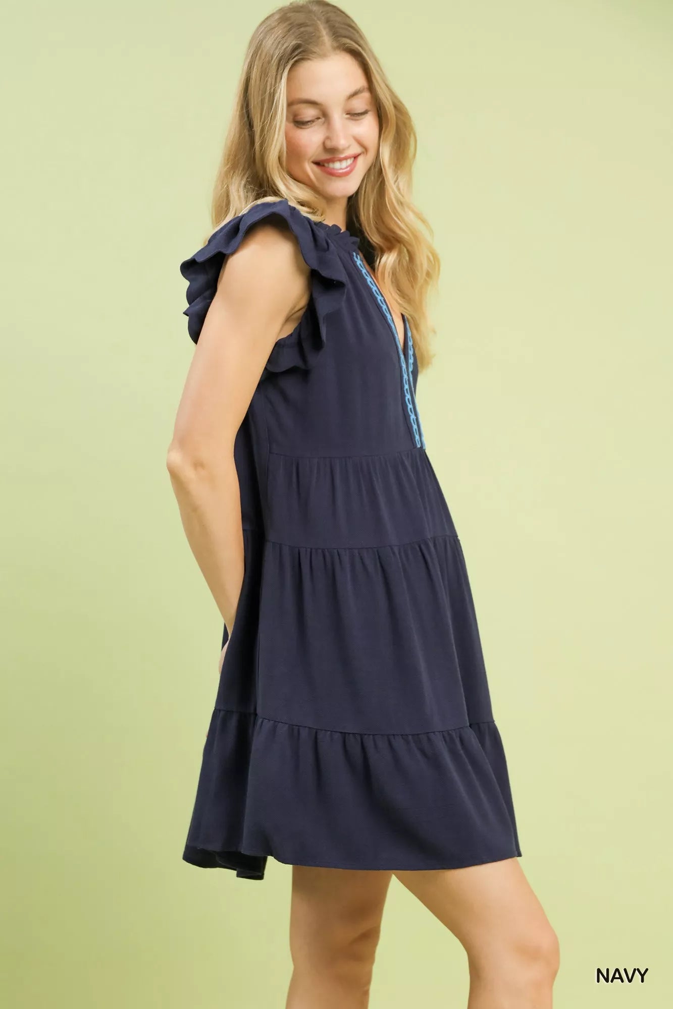Umgee Mini Baby Doll Dress Linen Tiered Navy Ruffled Short Sleeve 97de319e-b7e5-4d16-ae57-389dd7bb58c8-Max-Origin Trendsi
