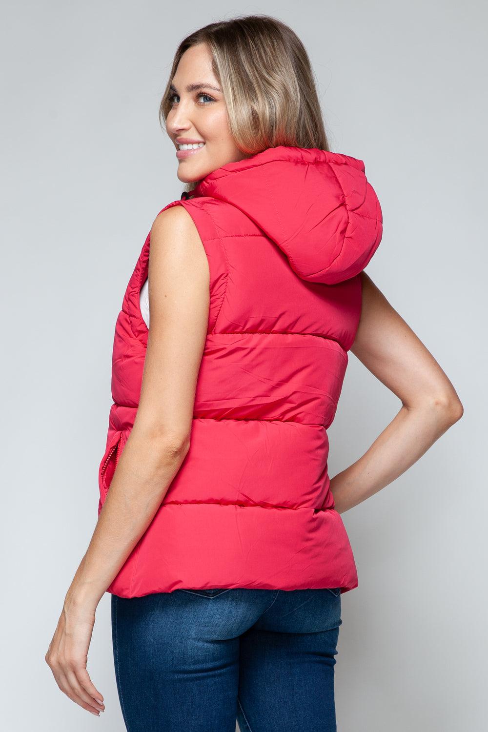Hooded Vest Snobbish Snap and Zip Closure Pocketed Sleeveless Red 97fefe81-b173-4afd-883e-2cd0513fea62-Max Trendsi