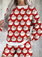 Christmas Women's Lounge Set Santa Print Round Neck Top and Shorts 2 Pcs Deep Red 98011ac2-67db-46a5-9ea2-c2ee418c06d0-Max-Origin Trendsi