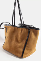 Womens Tote Fame Accessories Suede Faux Leather Trim Shoulder Strap 9804b2cc65c1418caf5dccd14c8797d0-Max-Origin Trendsi