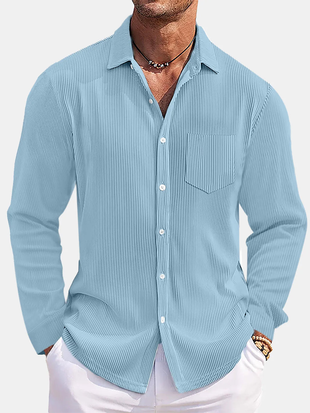 Men's Long Sleeve Shirt Striped Single Breasted Patch Pocket Top S-5XL Light Blue 982cdbf0a3204d4f94a7fde33878dcee-Max-Origin Trendsi
