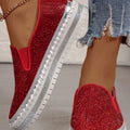 Rhinestone Round Toe Platform Loafers Red 9842082a043d41e4abbee91167f170cb-Max-Origin Trendsi