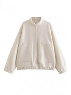 Women Jacket Snap Collared Long Sleeve Elastic Hem Oversized Pocketed 9843833e-a9db-4e2e-9ba7-f252ee8a48aa-Max Trendsi
