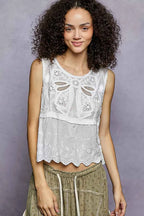 POL Crochet Cropped Tank with Scalloped Hem