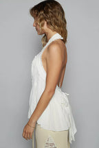 POL Sleeveless Top Backless Halter Off White with Smocking Shirring Detail 986706c8-bf91-485d-95e2-8a45df1563a1-Max-Origin Trendsi