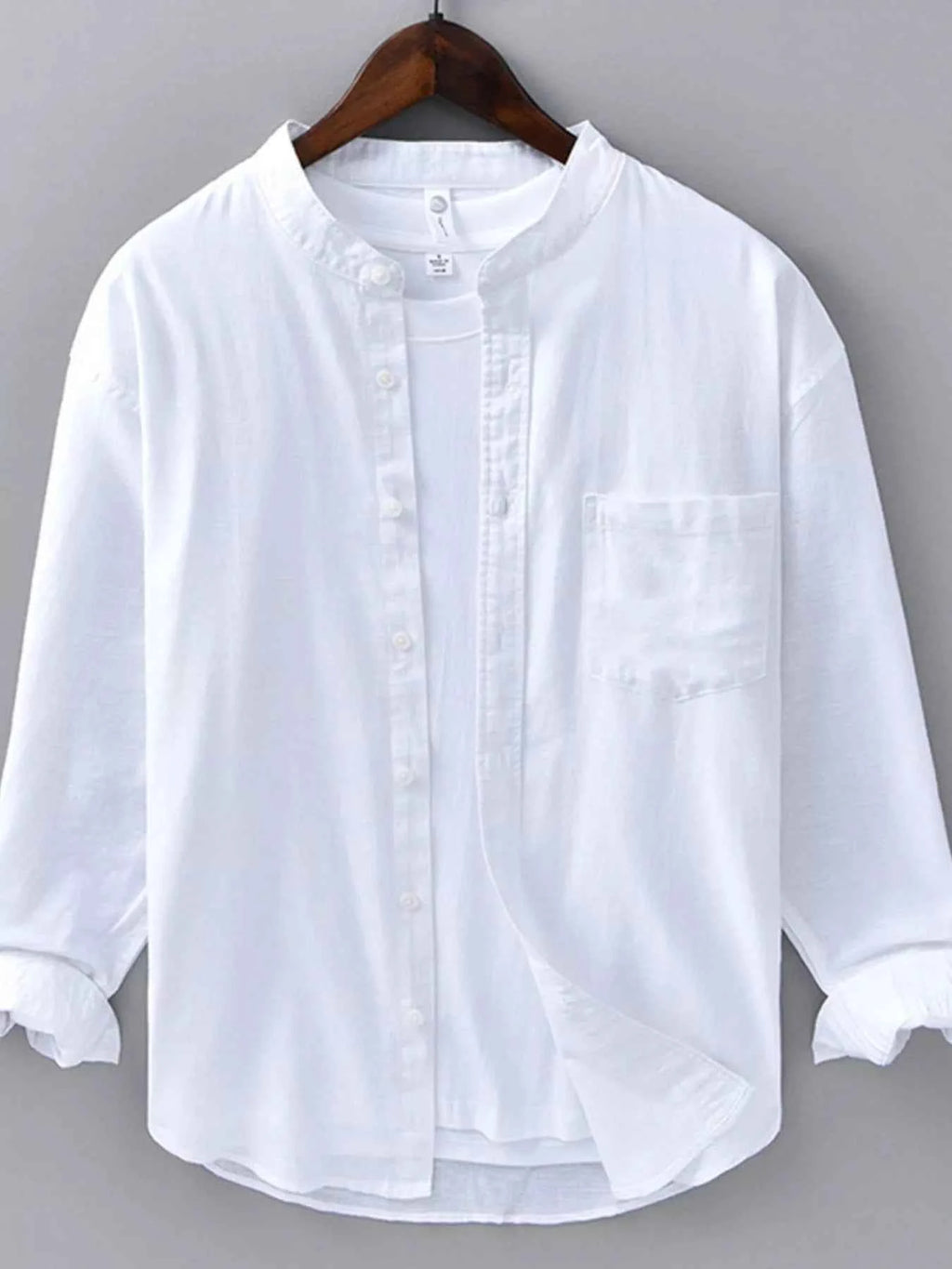 Men's Plus Size Casual Button Up Long Sleeve Shirt White 98792391-2808-4747-aee2-2ccd120b4b62-Max-Origin Trendsi