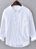Men's Plus Size Casual Button Up Long Sleeve Shirt White 98792391-2808-4747-aee2-2ccd120b4b62-Max-Origin Trendsi