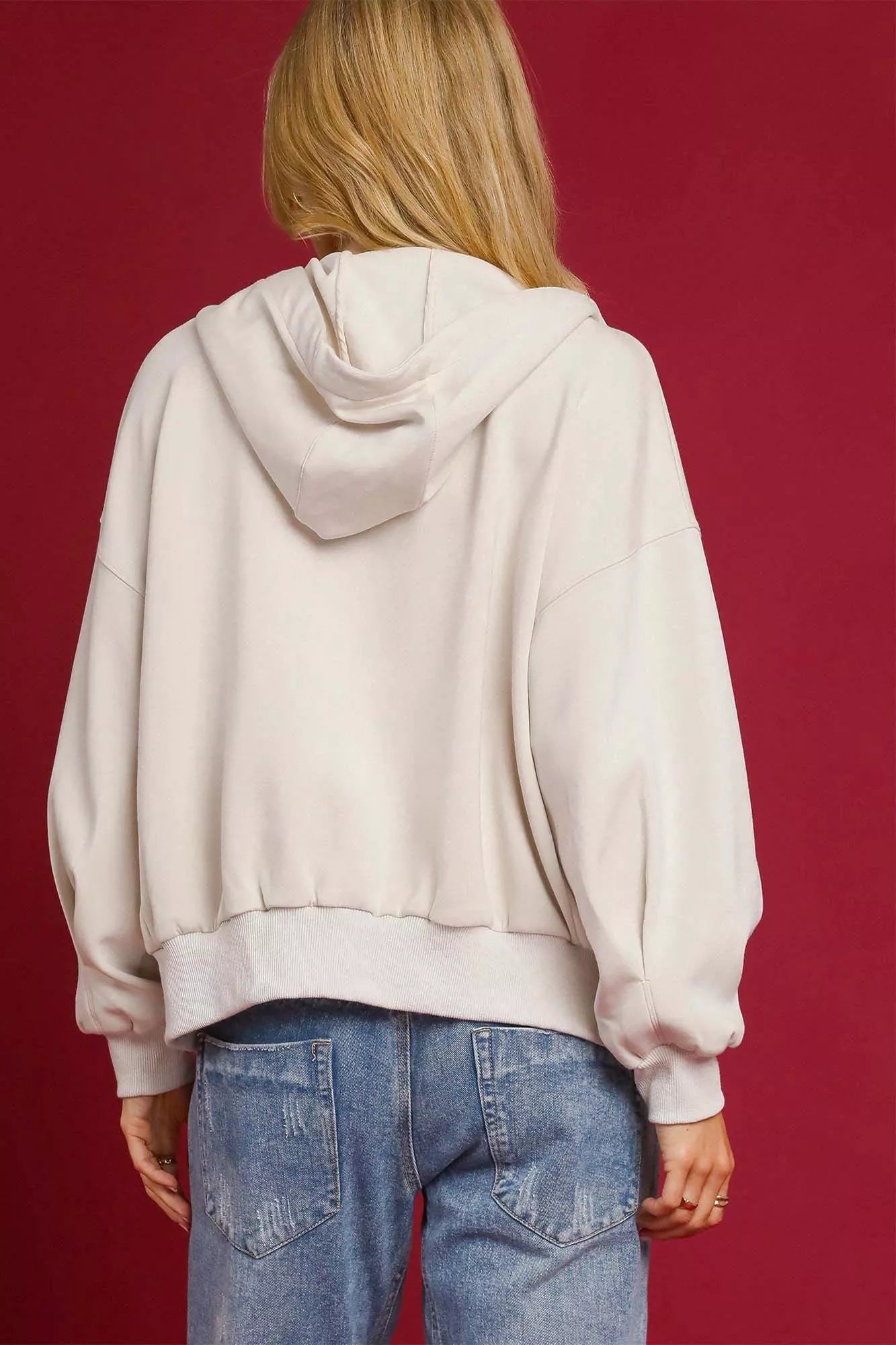 Umgee Womens Fleece Hooded Jacket Zip-Up Ecru Outwear 989505e4-a086-46a2-8c63-4ee1de5d3028-Max-Origin Trendsi