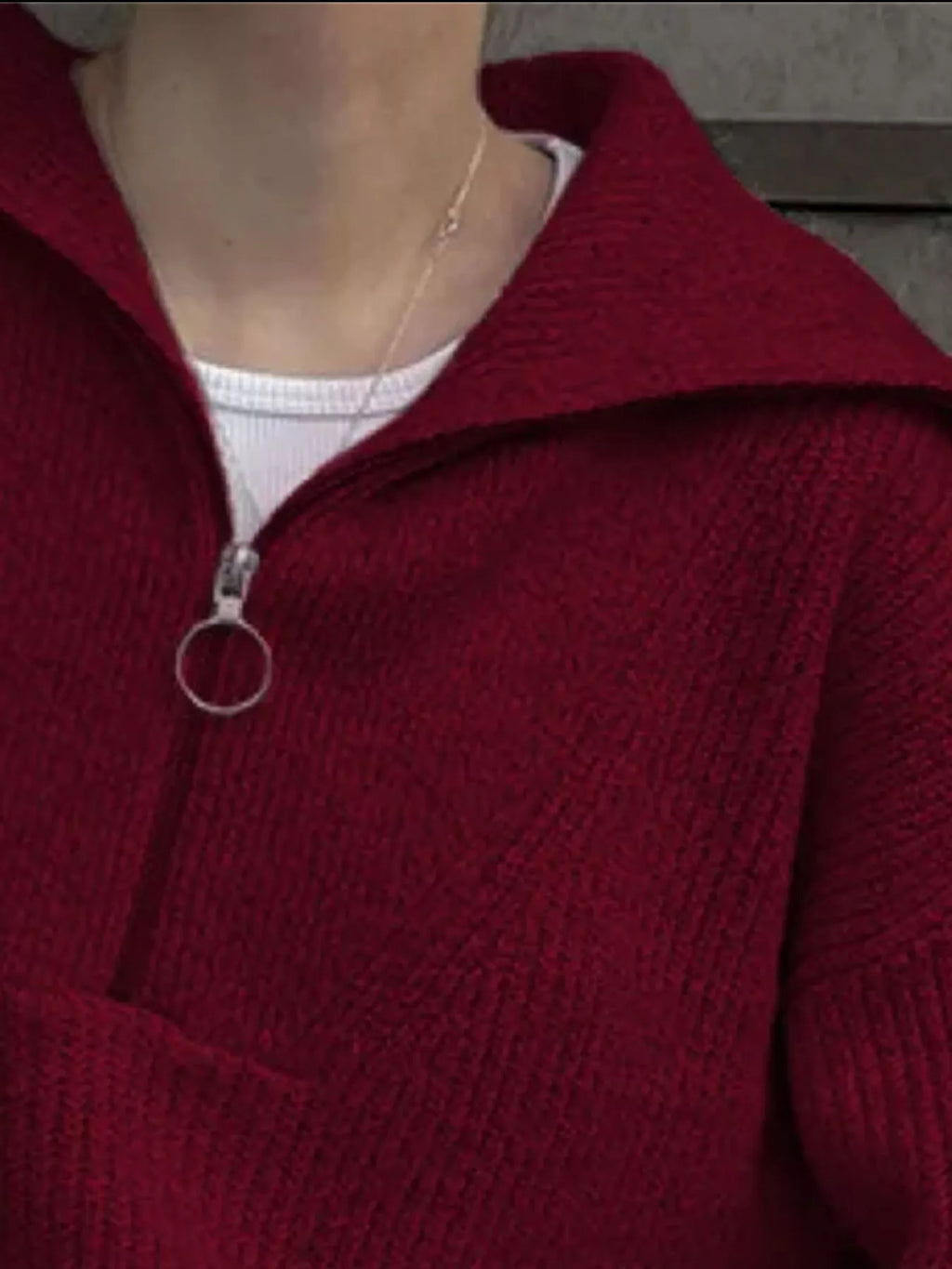 Women's Sweater Half Zip Dropped Shoulder Knit Loose Pullover 98a7042f-e2df-4ac4-bb4f-913e7e0a1de1-Max-Origin Trendsi