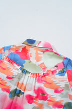 Women's Shirt Floral Pink Print Collared Ruffle Long Sleeve Blouse 98ada5c9-f023-4d4d-8c72-a20208023591-Max Trendsi