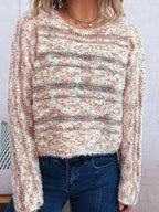 Women's Sweater Round Neck Long Sleeve Stripe Knit Lightweight & Comfortable 98c024f1bbca4fc094850ed060cbb4a8-Max-Origin Trendsi