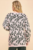 Davi & Dani Leopard Cardigan Ribbon Tie Front Loose Fit Cotton Blend Sweater 98cb553e-aa94-4a51-ae5b-3b358bab24cb-Max Trendsi