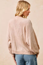 BiBi Knit Cardigan Womens Oatmeal Two Tone with Leaf Patches Open 98e19a3c3179467da54fd231a0ac6a33-Max-Origin Trendsi
