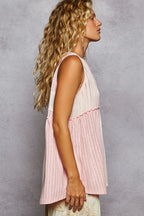 POL Tank Top Pink Lace Trim Two-Tone with Pintuck Detail Tied Sleeveless 98e60b8f-6286-4dec-a093-4e452867d019-Max-Origin Trendsi