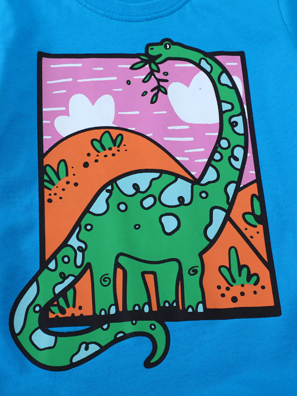 Boy's T-Shirt Cotton Sky Blue Children's Dinosaur Short Sleeve Top 98e621dc60524378aea494e1d1c7dfe9-Max-Origin Trendsi