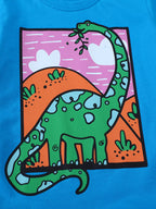 Boy's T-Shirt Cotton Sky Blue Children's Dinosaur Short Sleeve Top 98e621dc60524378aea494e1d1c7dfe9-Max-Origin Trendsi