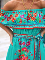 Floral Maxi Dress Off Shoulder Ruffle Belted High Waisted Ruched 98ef3f85-861c-4ea5-b3c2-39d49abed27b-Max-Origin Trendsi