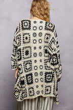 POL Crochet Cardigan Black Multi Longline Open Front with Granny Square Pattern 98f641f8-4588-4e75-8841-d050ee239736-Max-Origin Trendsi